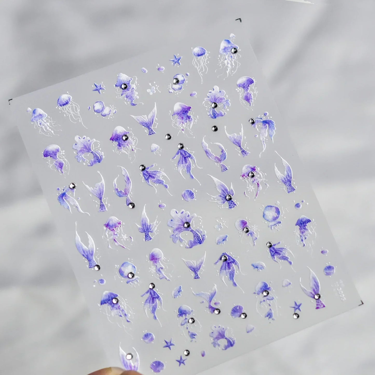 Colorful Bagful Jellyfish Bubbles Swimming Rings Rainbow Stars Ocean Starfish Self Adhesive 5D Nail Art Sticker Manicure Decal