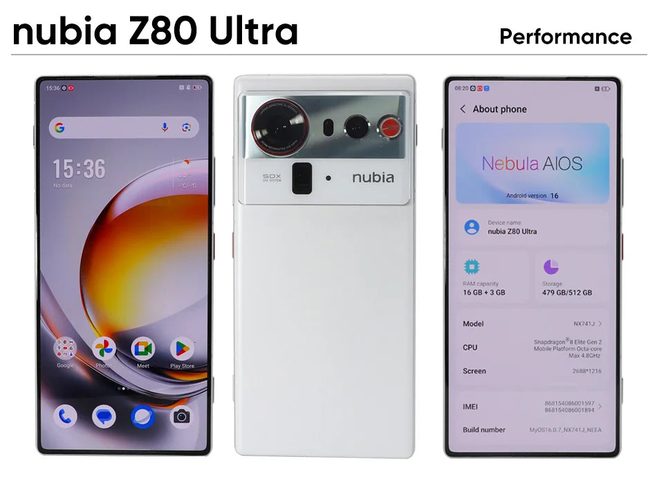 Global Version Zte Nubia Z80 Ultra 5g Snapdragon 8 Elite Gen 5 7200Mah 6.85'' 144Hz Oled Display 90W Fast Charging 64Mp+50Mp Ai