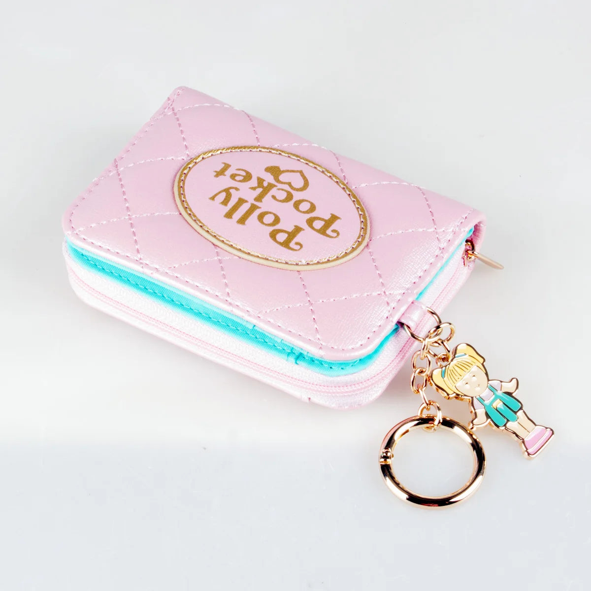 Pink Stitched Cute Zipper Wallet High-Quality Fashion Individual Card Holder with Zero Money Window for ID Cards