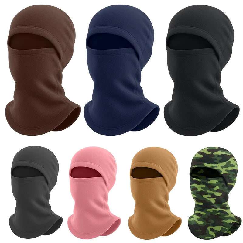 Winter Kids Hat Full Face Warm Hood Windproof Cap Solid Color Fleece Hats Girls Boys Outdoor Ski Mask Neck Ear Protect Accessory