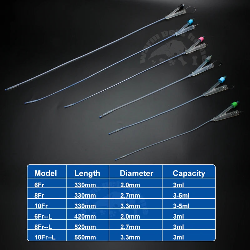 10PCS Medical 2-Way Silicone Foley Catheter Cannula 6Fr 8Fr 10Fr Canine Dog Urinary Catheter Veterinary Consumables