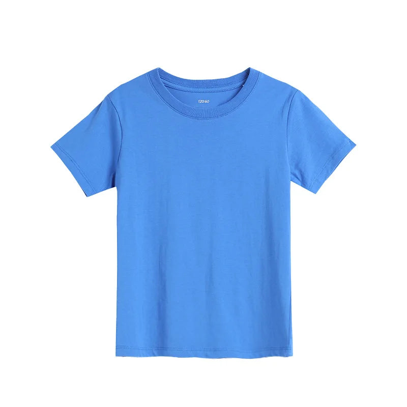 2-16 Years Summer Kids Boys Girls T-shirts Solid Cotton Breathable Teenager Short Tops Children's Tees Casual Shirt Baby Clothes