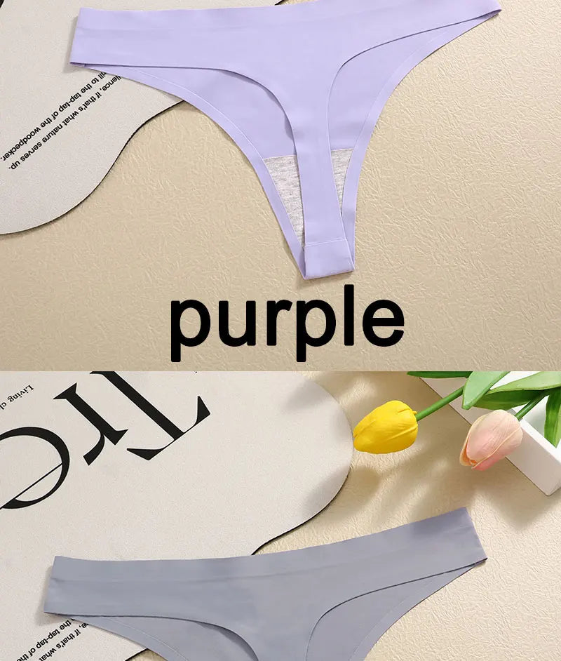 3PCS/SET Sexy G-String Underwear Breathable Female T-back Intimate Lingerie Seamless Low Waist Underpants Lady Bikini Panty S-XL