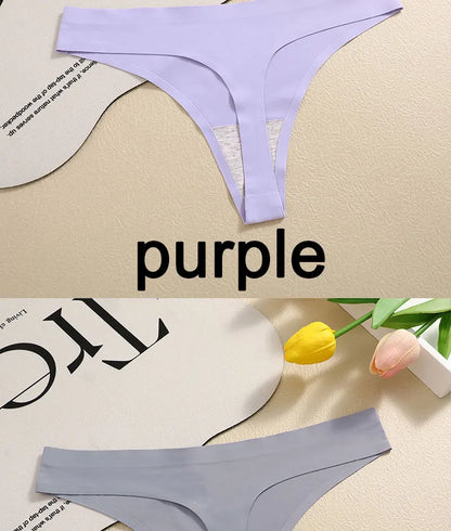3PCS/SET Sexy G-String Underwear Breathable Female T-back Intimate Lingerie Seamless Low Waist Underpants Lady Bikini Panty S-XL