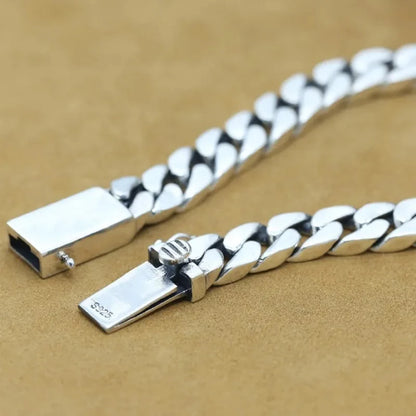 100% S925 Sterling Silver Bracelet 8MM Punk S925 Silver Jewelry Never Fade Carry Certificate Men Women Jewelry Gifts