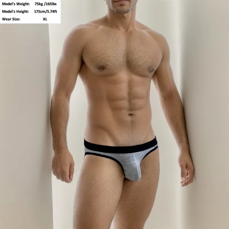 Underwear Mens Briefs U-Convex Pouch Breathable Moisture-Wicking Low Waist Sexy Underwear