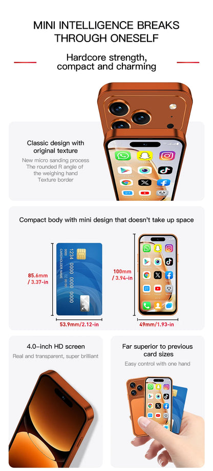 SERVO 4G LTE Mini Smart Mobile Phone Android12.0 OS 2GB+16GB WhatsAPP Play Store WiFi Dual SIM Standby 4.0inch Pocket Smartphone