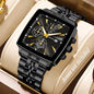 Luxury Square Dial Men Quartz Wristwatch Fashion Stainless Steel Man Business Watches With Calendar Reloj Hombre (Without Box)