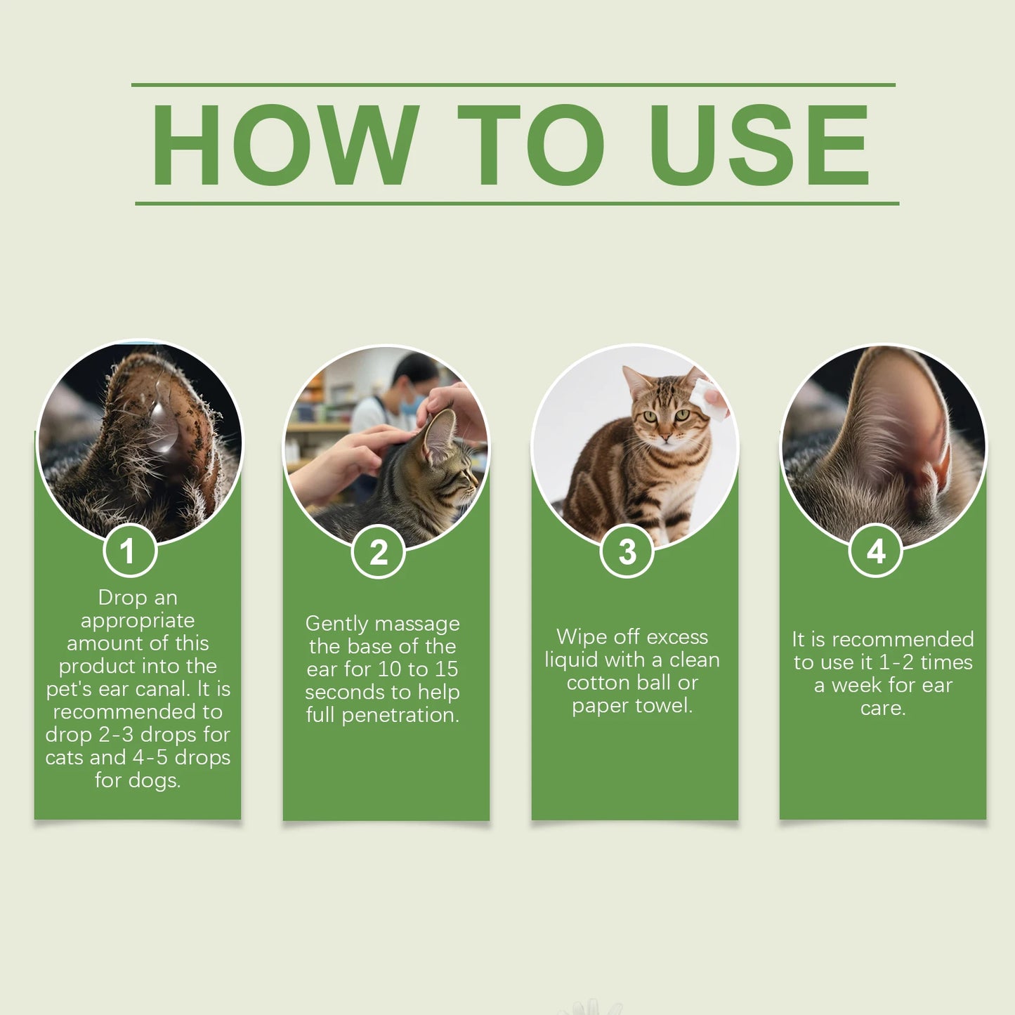 Pet Ear Cleaner Liquid for Dogs Cats Gentle Ear Wash Drops Removes Dirt Earwax buildup Deodorizer for Daily Ear Care Cleaning 50