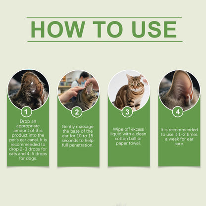 Pet Ear Cleaner Liquid for Dogs Cats Gentle Ear Wash Drops Removes Dirt Earwax buildup Deodorizer for Daily Ear Care Cleaning 50