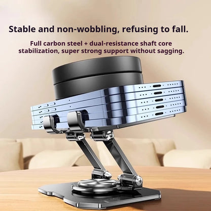 360° Rotating Metal Tablet Stand Foldable Adjustable Desktop Holder Carbon Steel Base Heat Dissipation For Tablet Phone