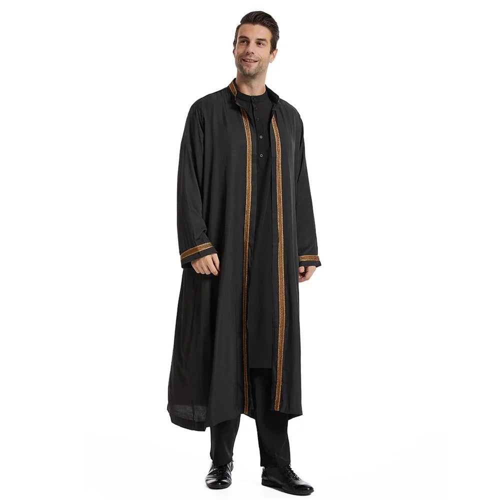 Dubai Saudi Muslim Men Open Abaya Kimono Dresses Turkey Eid Ramadan Islamic Kaftan Arabic Long Robe Caftan Jubba Thobe Clothing