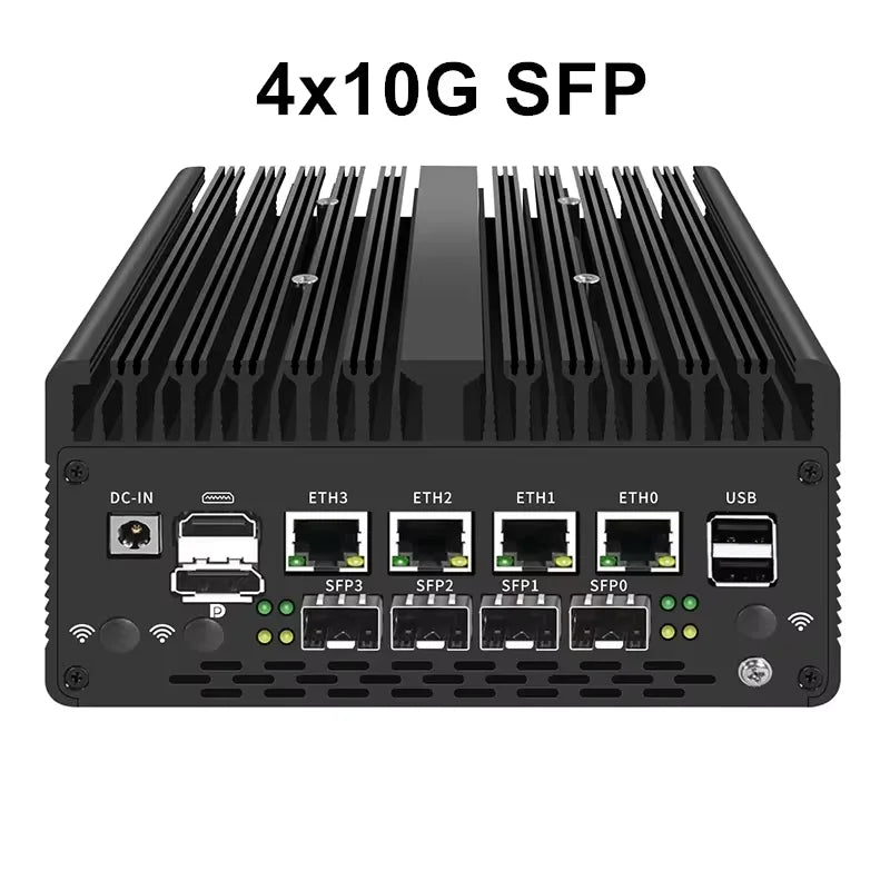 Fanless Mini PC 4*/2*10G SFP+ Intel i7 13620H 8505 Firewall 4xi226-V 2.5G 2*DDR5 NVMe Industrial Computer Server Proxmox