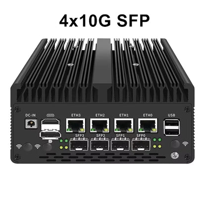Fanless Mini PC 4*/2*10G SFP+ Intel i7 13620H 8505 Firewall 4xi226-V 2.5G 2*DDR5 NVMe Industrial Computer Server Proxmox