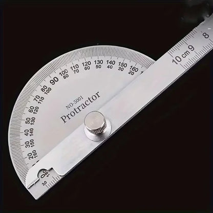 Stainless Steel Adjustable Protractor, Precision Angle Measuring Tool for Woodworking, Carpentry & DIY