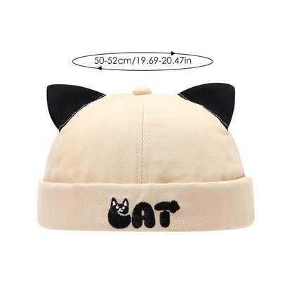 Cute Cat Ear Baby Docker Hat Cartoon Solid Color Toddler Brimless Cap Boy Girl Beanies Summer Cotton Kids Melon Landlord Hats