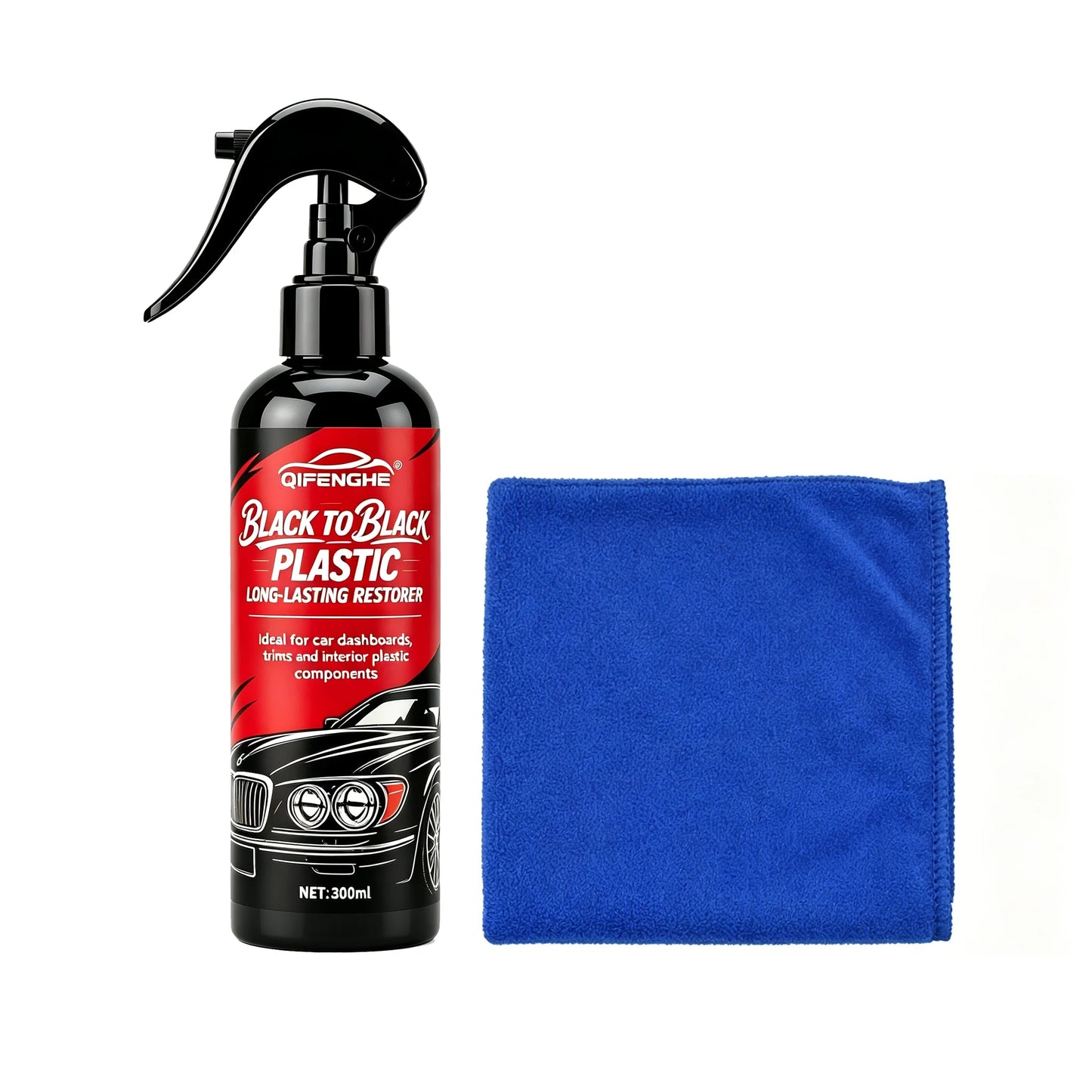 Car Plastic Restorer BLACK TO BLACK Long-Lasting Deep Black Repair Wax Coating for Dashboard, Interior Trim & All Auto Plastic P