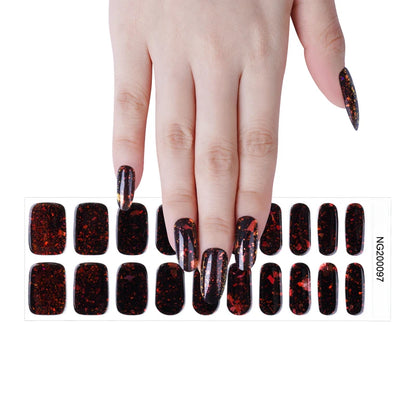 20/22Tips UV Semi cured Gel Nail Stickers Waterproof Long Lasting Full Gel Nail Wraps Press On Nail Decal DIY Manicure
