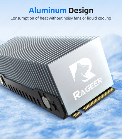 RAGEER M.2 SSD Cooler, Heavy Duty Aluminum Convection Heat Sink, NVME NGFF Cooler, Passive Heat Sink with 38 Fins - FrostBlade 1