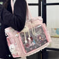 Japanese Sweet Women Ribbon Ita Bag Cute Lolita Girl Transparent Handbags Fashion Large Capacity Tote Bag Aesthetic Shoulder Bag