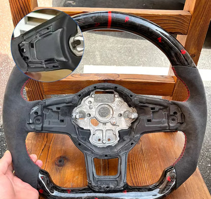 Carbon Fiber Steering Wheel Leather For Volkswagen Golf 7 7.5 GTI GTD GTE R 2013-2020 Polo GTI Tiguan Passat DSG