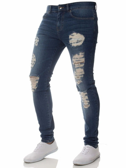 2024 Men Jeans Solid Pockets Stretch Denim Straight Pants Spring Summer Business Casual Trousers Daily Streetwear Men's Clothing