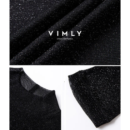VIMLY Woman Knitting Sweater Slim Autumn 2026 Casual Female Long Sleeve Sweater Stand Neck Strecth Pullover Ladies Tops A2528