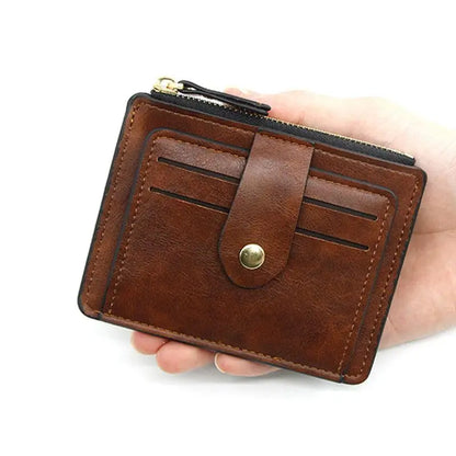 HOMEFISH Men Fashion Credit ID Card Holder Wallet Male Slim Leather Wallet with Coin Pocket Brand Designer Brown Business Purse