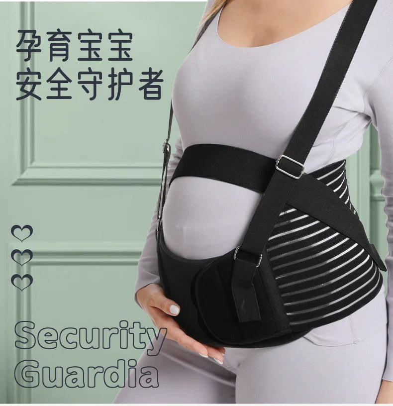 Double Support Back Abdomen Brace Shoulder Strap Lumbar Adjustable Black M-XXL NewSpecial Abdominal Care Belt for Pregnant Women