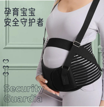Double Support Back Abdomen Brace Shoulder Strap Lumbar Adjustable Black M-XXL NewSpecial Abdominal Care Belt for Pregnant Women