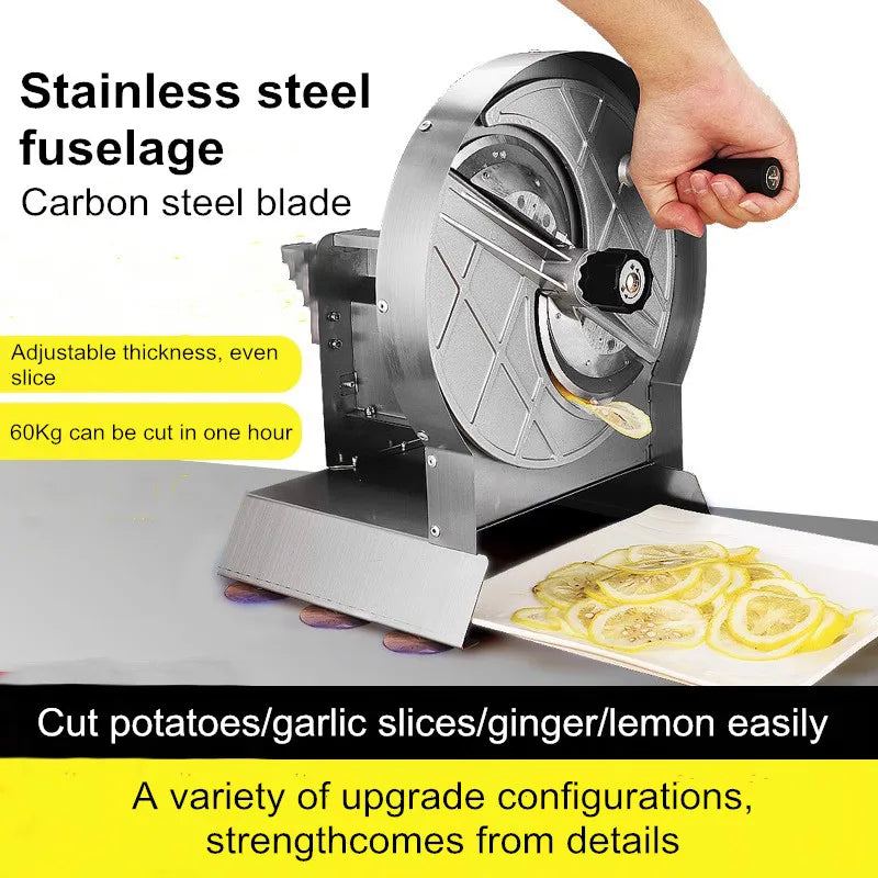 Commercial Stainless Steel Lemon Slicer Hand-Cranked Potato & Vegetable Cutter for Fruits, Lotus Root Multi-Function Kitchen Sl