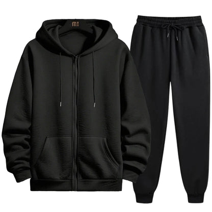 2026 New Arrival Men's Zipper Hoodie Sweatpants 2 Piece Set High Quality Hooded Long Sleeve Sweatshirt Autumn Winter Tracksuit
