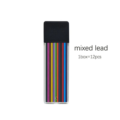 6Pcs/Set 2.0 Mm Automatic Pencil 4 Colors With Pencil Sharpener 2B Lead Writing Smooth Sketching Painting Writing Stationery
