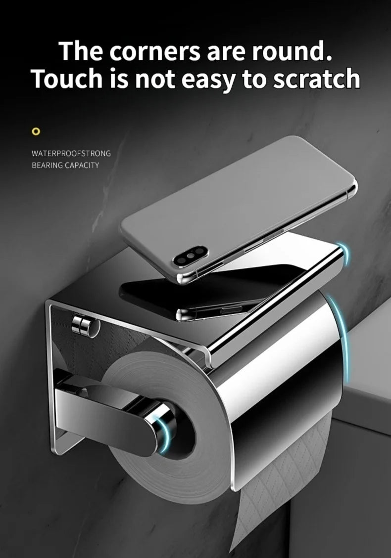 Stainless Steel Paper Towel Holder Without Punching Wall-Mounted Kitchen Roll Holder Toilet Paper Holder Bathroom Towel Rack