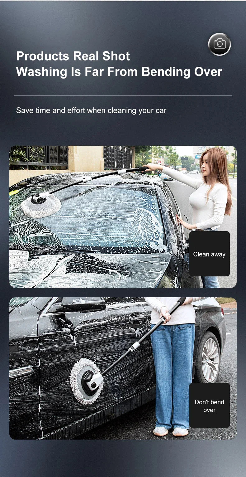LEIBOO Car Wash Mop Cleaning Brush Telescoping Long Handle Cleaning Mop Retractable Bent Bar Car Wash Brush Auto Accessories Car Cleaning Tools