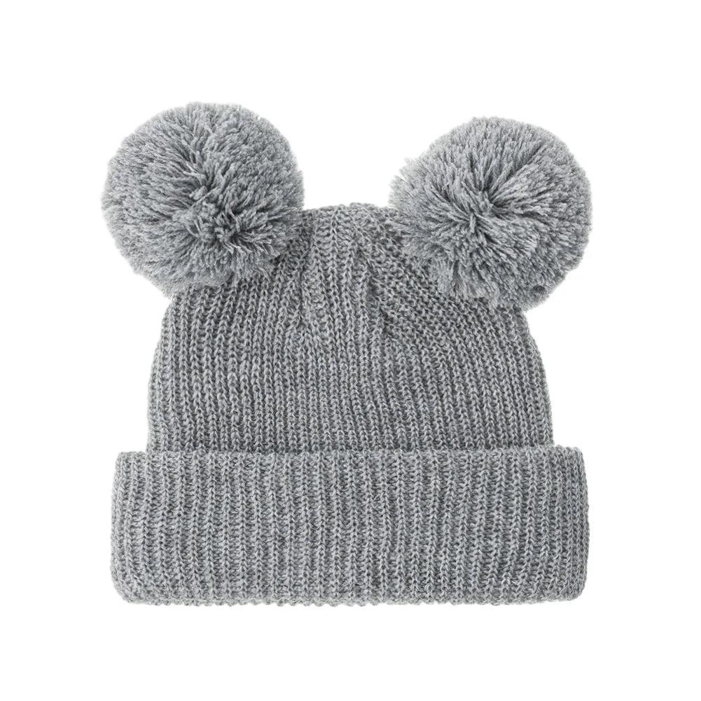 0-12M Solid Knitted Cute Pom Pom Cap Newborn Boys Girls Turban Hats Hospital Bonnets Infant Autumn Winter Headwraps Kid Headwear
