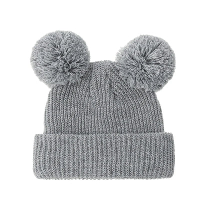 0-12M Solid Knitted Cute Pom Pom Cap Newborn Boys Girls Turban Hats Hospital Bonnets Infant Autumn Winter Headwraps Kid Headwear