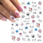 3d Nail Art Decals Elegant White RoyalBlue Roses Flowers Adhesive Sliders Nail Stickers Decoration For Nail Manicure