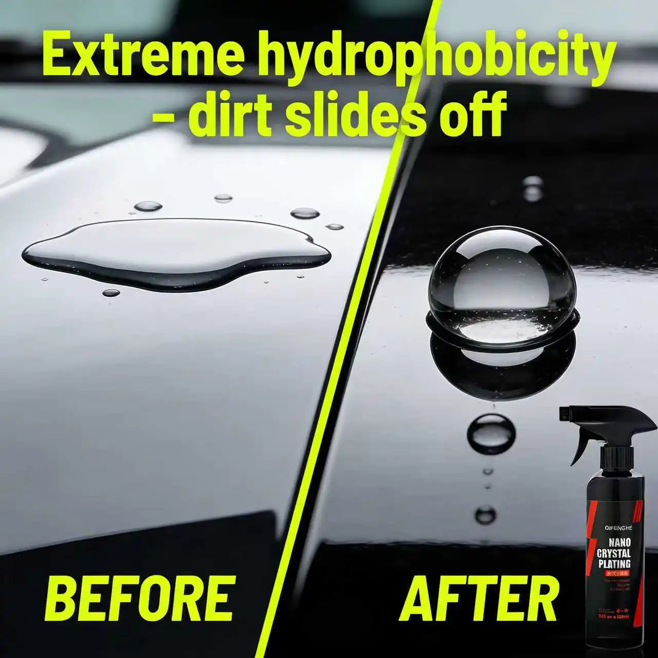 QIFENGHE Nano Crystal Plating – Ceramic Coating for Car Paint, Wheels & Glass, Ultra-Hydrophobic & Gloss Enhancement, Long-Lasti
