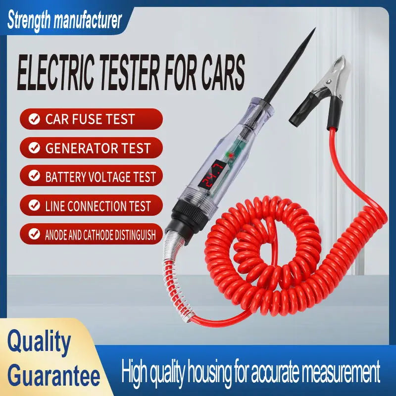 6V 12V 24V DC Car Truck Voltage Circuit Tester Digital Display Long Probe Pen Light Bulb Automobile Diagnostic Tools Auto Repair