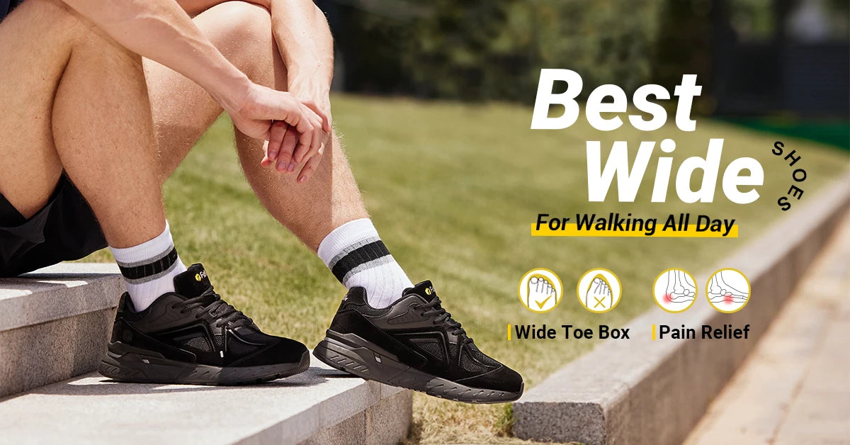 FitVille Men's Extra Wide Orthopedic Walking Shoes, Arch Support Lightweight Non Slip Running Sneakers, Pain Relief Footwear for Flat Feet, Plantar Fasciitis & Severe Heel Pain