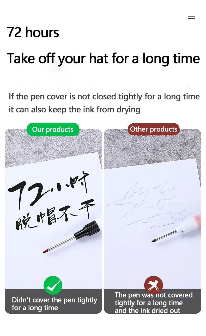 4Pcs/Set 30mm Deep Hole Long Nib Head Markers For Metal Perforating Pen Waterproof Bathroom Woodworking Decoration Multi-Purpose