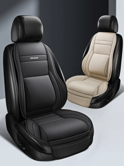 Ergonomic PU Leather Car Seat Cushion with Lumbar & leg Support Ventilated Design Storage Pockets Universal Fit for Most Cars