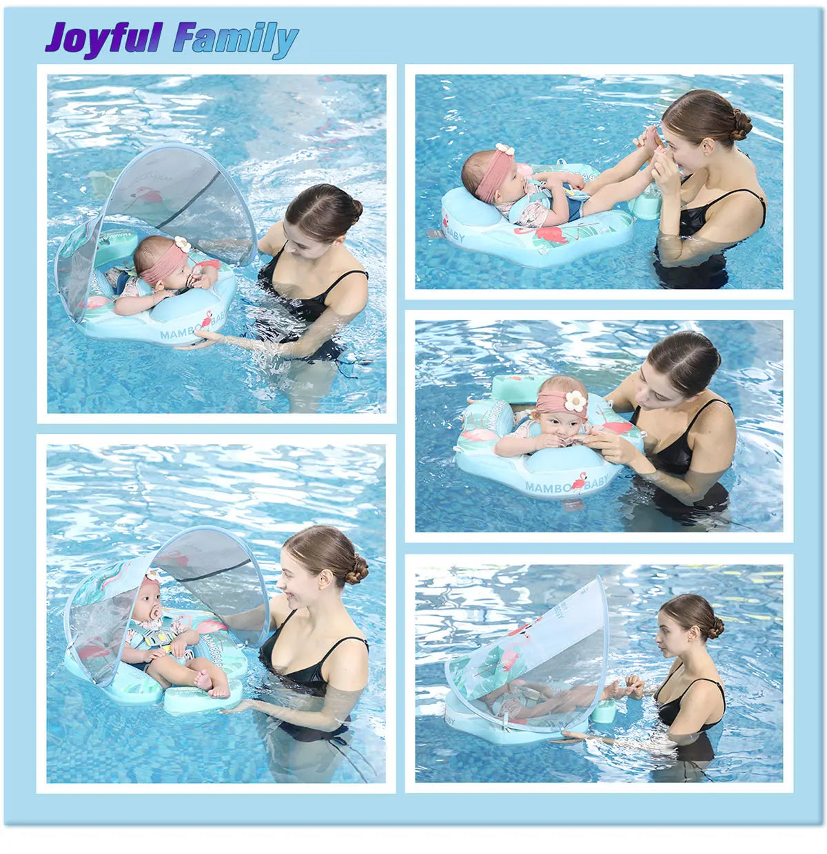 Mambobaby Gentle Skin-Safe Flamingo Air-Free Chest Float with Flat Canopy B503-143-W-Z Baby Swimming Ring Infant Water Circle
