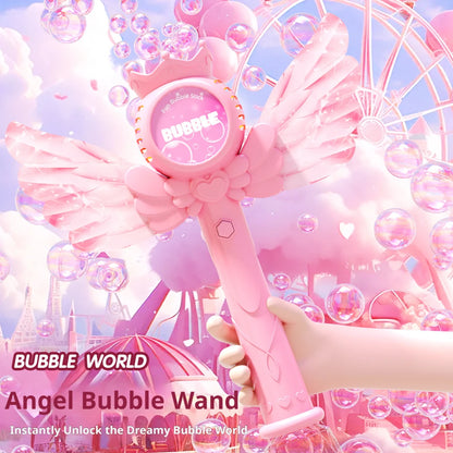 2026 New Electric Angel Automatic Bubble Handheld Bubble Stick Emit Light and Sound Bubble Gun for Party Summer Outdoors Toy