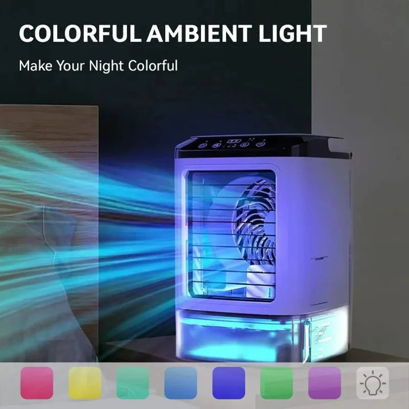 Hot Selling Mini Spray Cooling Fan Home Mobile Portable Desktop Air Cooler Silent Vortex Colorful Light Air Conditioning Fan