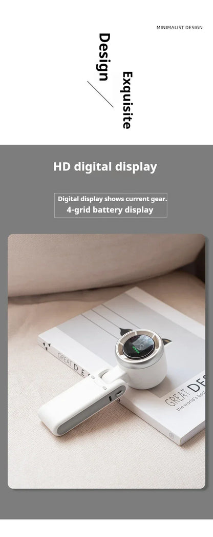 Mini Fan Portable Handheld Fan 5 Speed Wind Speed LED Display Outdoor Foldable/neck Hanging Brushless Silent Fan 2400mah