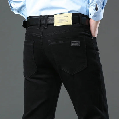 Autumn 96% Cotton Men's Stretch Slim Jeans Army Green Soft Comfortable Casual Straight Denim Pants Trousers Large Size 42