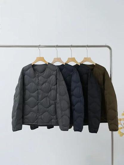 2025 Autumn and Winter Men's New Round Neck/v Collar Down Liner Jacket All-match Fashion Warm Men's Down Jacket Long Sleeve Coat