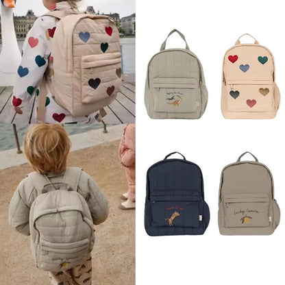 2025 New Design Cartoon Childrens Backpack Animal Embroidery Pattern School Bag Boys Girls Toddler Kindergarten Kids Backpack